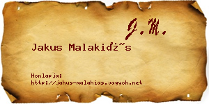 Jakus Malakiás névjegykártya